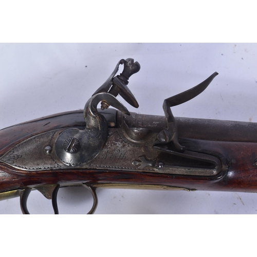 36 - A pair of late 18th or early 19th century North (likely of London) made flintlock pistols. Brass and... 