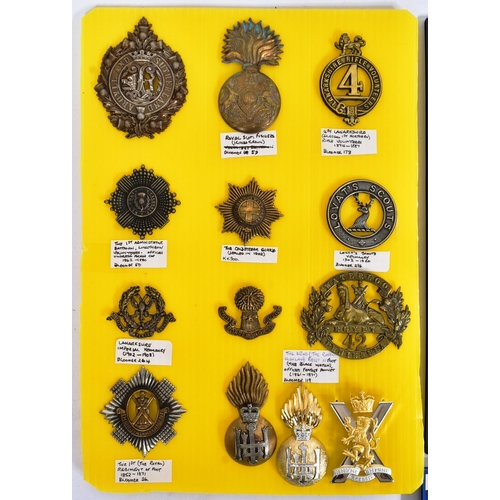 360 - A collection of WWI First and WWII Second World War (and other) regimental cap badges of largely Sco... 