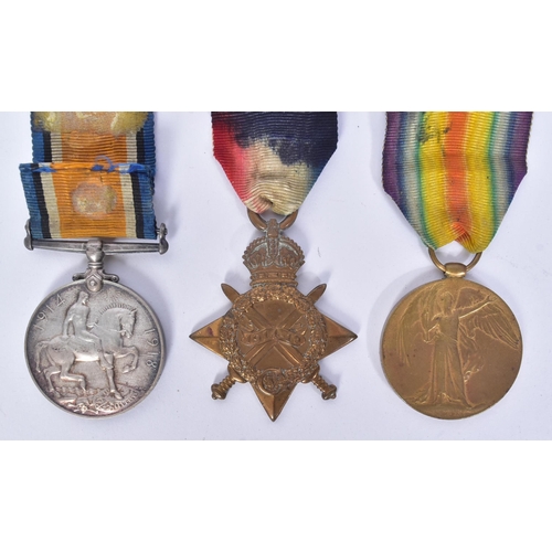 72 - A WWI First Word War British medal trio awarded to one 10355 Pte A. Robbins of the Somerset Light In... 