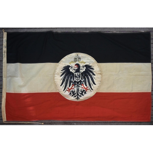 87 - A WWI First World War Imperial German / Prussian Empire Colonial flag. Black, white and red tri-colo... 