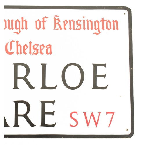 132 - Thurloe Square, London - a vintage 20th century enamel street sign. The sign reading The Royal Borou... 