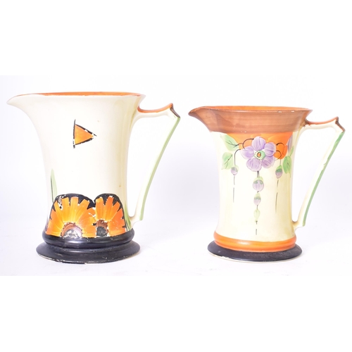 143 - Myott, Son & Co. - five early 20th century circa 1930s Art Deco ceramic centrepiece jugs / pitchers.... 