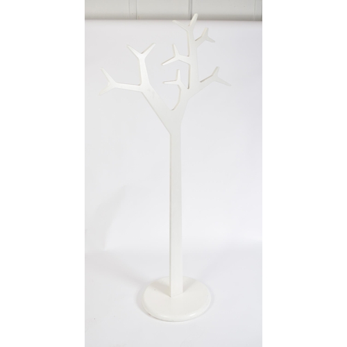 155 - Moleta Munro - A contemporary white tree shaped floor coat stand. The stand having multiple tree bra... 