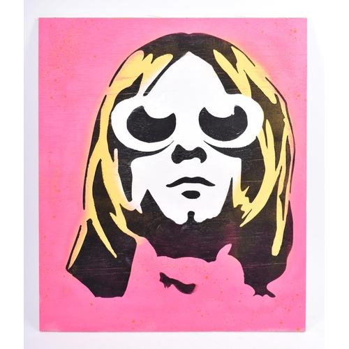 171 - David Hudson - a collection of four contemporary stencil spray painting / acrylic painting on board.... 