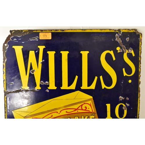 173 - Wills's Gold Flake - A vintage 20th century point of sale shop display advertising porcelain enamel ... 