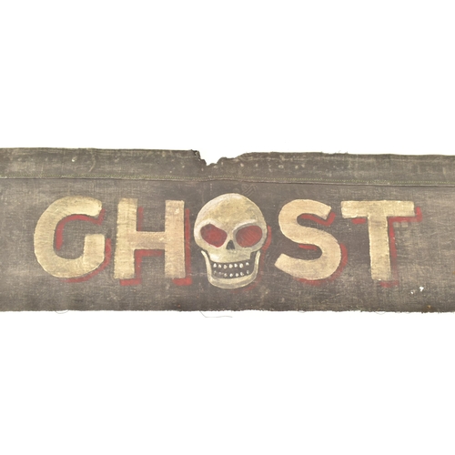 18 - Ghost Train - A 20th century fairground / funfair painted on old lorry canvas sign reading 'Ghost Tr... 