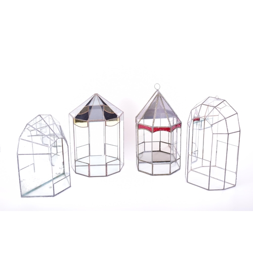 188 - Four vintage 20th century glass & mirrored glass atria / terrariums. Each atrium with mirrored back,... 