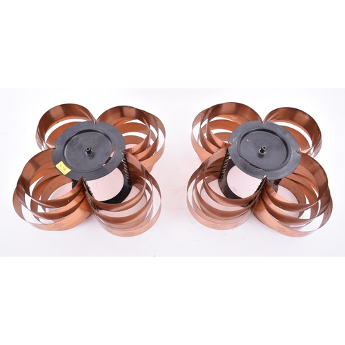 196 - Werner Schou x Coronell - A pair of retro 20th century circa 1970s copper ceiling lights. Each light... 