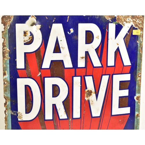 198 - Park Drive - A vintage 20th century point of sale advertising porcelain enamel sign. The sign in blu... 