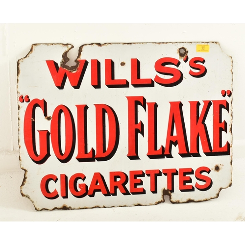 22 - Wills's Gold Flake - A vintage 20th century double sided enamel advertising point of sale shop front... 