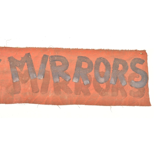 239 - Hall Of Mirrors - A 20th century fairground / funfair painted on old lorry canvas sign reading 'Hall... 