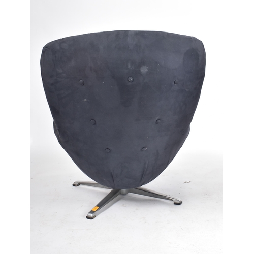 244 - In the manner of Dux, Sweden - A pair of vintage 20th century suede egg swivel office chairs. Each a... 