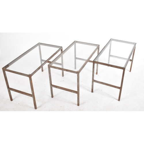 253 - A selection of contemporary iron framed coffee tables and side tables. Each table of industrial infl... 