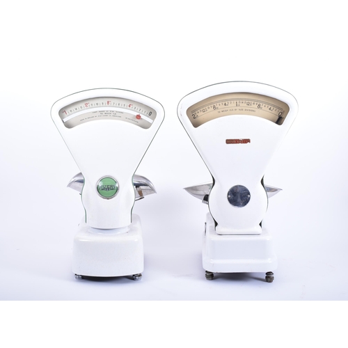 254 - Avery & one other - two vintage mid 20th century shop scales, each in enamelled white chrome. One ma... 