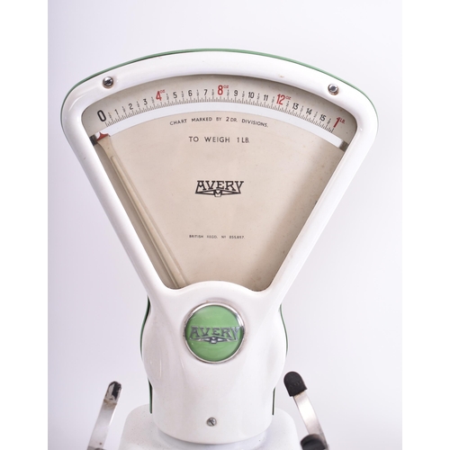 254 - Avery & one other - two vintage mid 20th century shop scales, each in enamelled white chrome. One ma... 