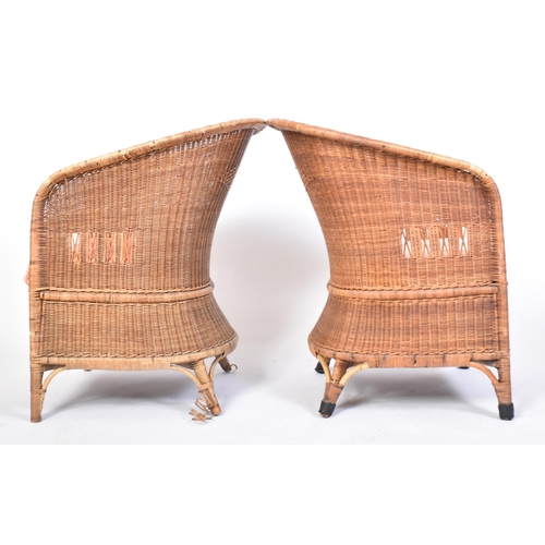 258 - Dryad - A matching set of four 20th century Art Deco rattan / wicker woven tub armchairs. Each chair... 