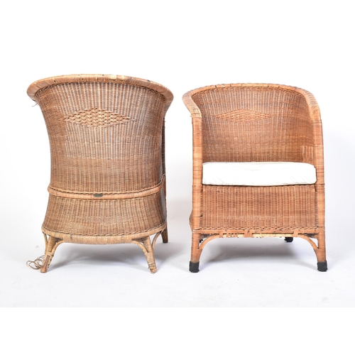 258 - Dryad - A matching set of four 20th century Art Deco rattan / wicker woven tub armchairs. Each chair... 