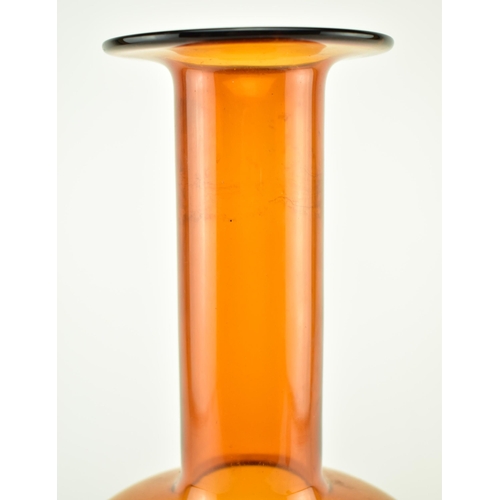 265 - A vintage mid century 1960s Holmegaard Danish / Scandinavian / Gulvase amber art glass vase by Otto ... 