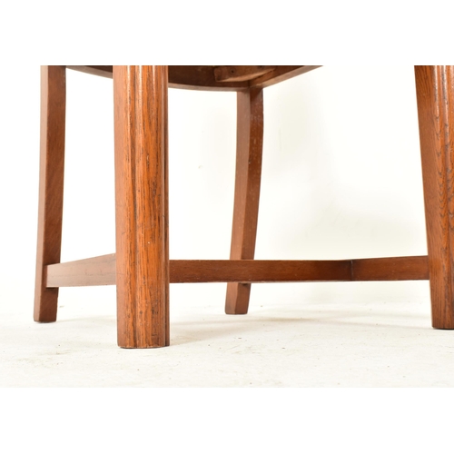 270 - A set of four Art Deco early 20th century circa 1930s oak & tan leather dining chairs. Each chair ha... 