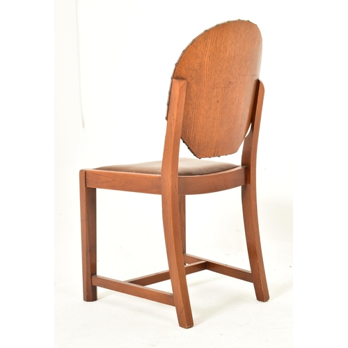 270 - A set of four Art Deco early 20th century circa 1930s oak & tan leather dining chairs. Each chair ha... 