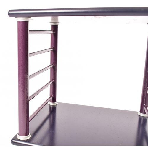 277 - Haworth Inc - a set of four modern American Haworth late 20th century purple metal side tables drink... 