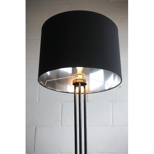 282 - A retro mid century 1950s atomic tripod floor standing lamp light. The lamp having a new black barre... 