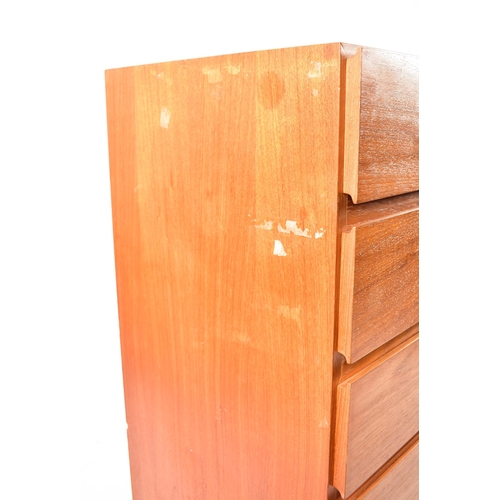 285 - A Danish retro mid 20th century circa 1960s teak wood chest of drawers highboard. The chest having a... 