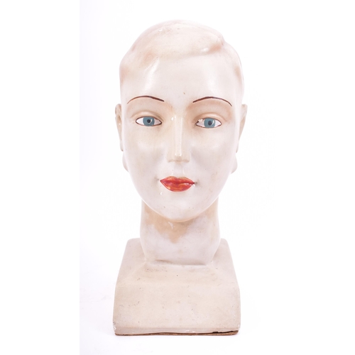 3 - A vintage 1920s-1930s haberdashery / millinery point of display shop plaster mannequin bust head of ... 