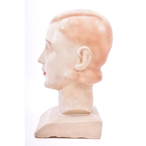 3 - A vintage 1920s-1930s haberdashery / millinery point of display shop plaster mannequin bust head of ... 