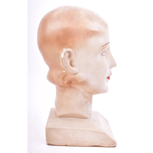 3 - A vintage 1920s-1930s haberdashery / millinery point of display shop plaster mannequin bust head of ... 