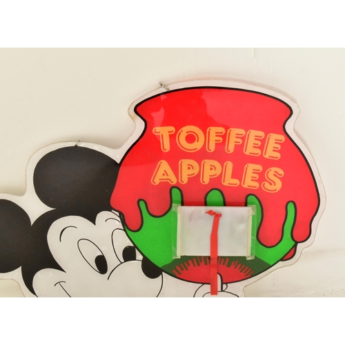 314 - Mickey Mouse - A late 20th century fairground / funfair acrylic sign for Toffee Apples. The sign in ... 