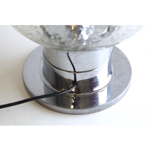 316 - A retro 20th century 1970s chrome and glass table lamp light. The lamp having a large bubble effect ... 