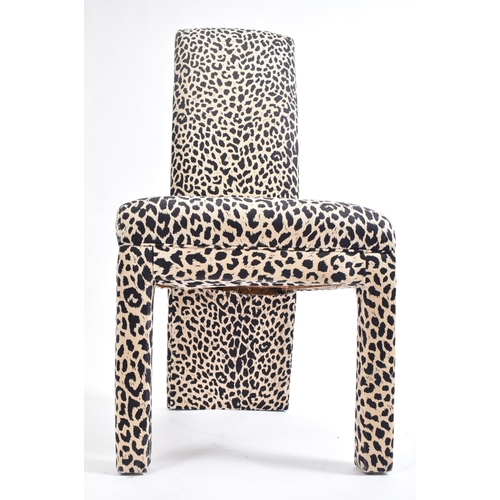 341 - A set of four vintage late 20th century upholstered high back dining chairs. Each chair in a leopard... 