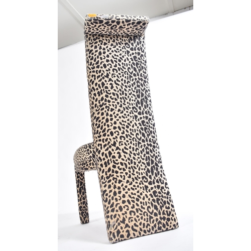 341 - A set of four vintage late 20th century upholstered high back dining chairs. Each chair in a leopard... 