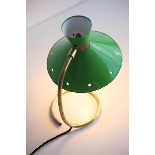 346 - A retro mid 20th century 1950s designer desk lamp light. The lamp having a green Diablo double shade... 