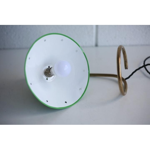 346 - A retro mid 20th century 1950s designer desk lamp light. The lamp having a green Diablo double shade... 