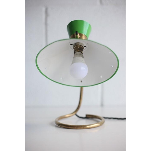 346 - A retro mid 20th century 1950s designer desk lamp light. The lamp having a green Diablo double shade... 