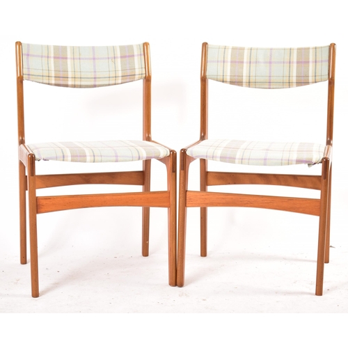 401 - A set of six Danish retro mid 20th century circa 1960s teak & upholstered dining chairs. Each chair ... 