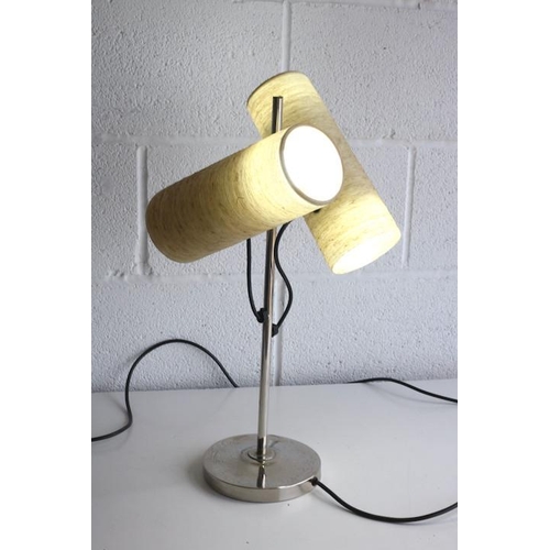 422 - A vintage mid century 1960s double fiberglass lamp light. The lamp having two adjustable fibreglass ... 