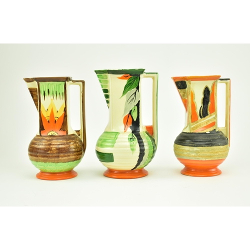 43 - Myott, Son & Co. - five early 20th century circa 1930s Art Deco ceramic jugs / pitchers, each with c... 