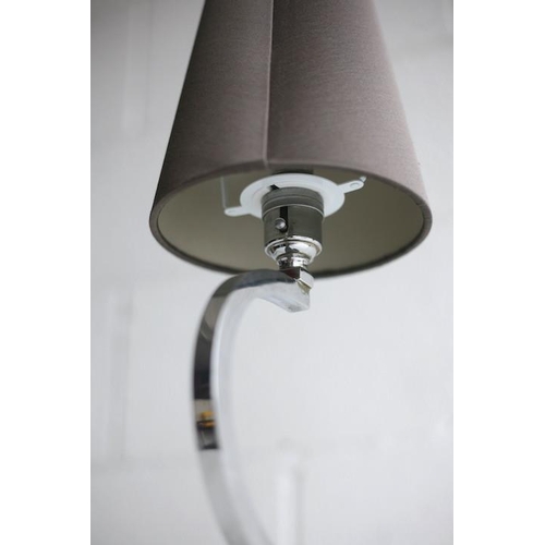 432 - A vintage 20th century Art Deco chrome table lamp light. The lamp having a new bespoke shade atop a ... 