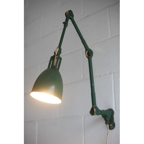 468 - Dugdills - A vintage 1940s industrial engineers articulated multi positional workers wall lamp light... 