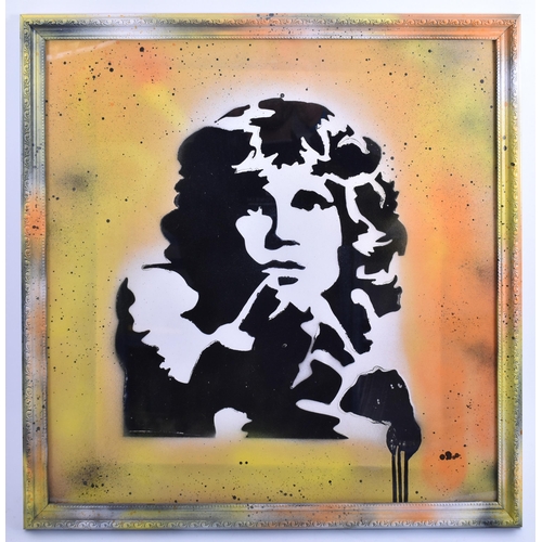 519 - David Hudson - A collection of 3 contemporary stencil spray painting/artwork/acrylic painting on boa... 