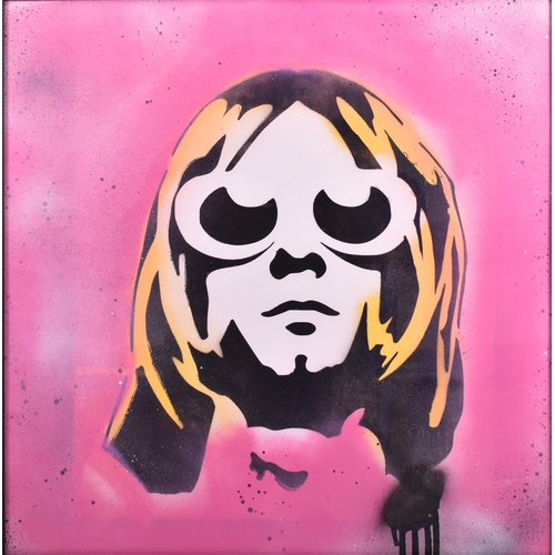 519 - David Hudson - A collection of 3 contemporary stencil spray painting/artwork/acrylic painting on boa... 