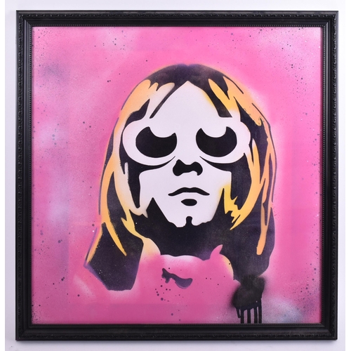 519 - David Hudson - A collection of 3 contemporary stencil spray painting/artwork/acrylic painting on boa... 