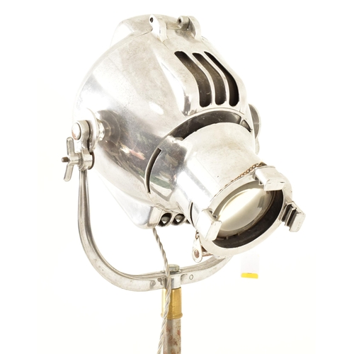 520 - Strand Patt 23 - a vintage 20th century chrome metal stage theatre light on stand. The stand mounted... 