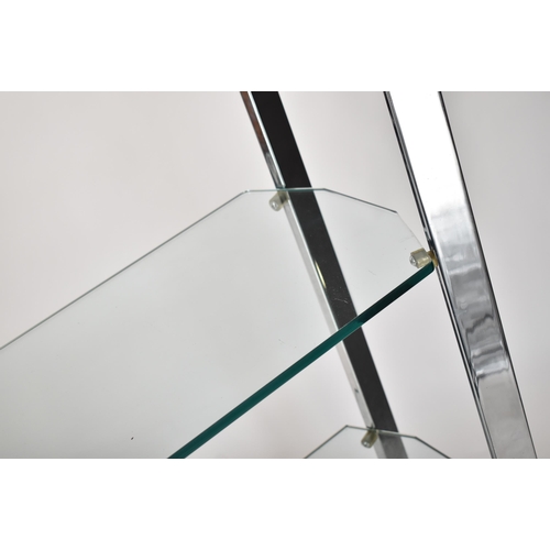 58 - Richard Young for Merrow Associates - A retro 20th century 1970s chrome & glass upright shelving uni... 