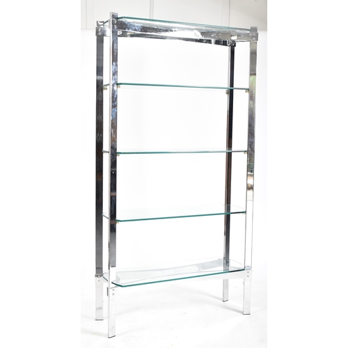 58 - Richard Young for Merrow Associates - A retro 20th century 1970s chrome & glass upright shelving uni... 