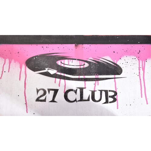 59 - David Hudson - A contemporary 27 Club stencil spray & acrylic painting on board. The artwork featuri... 