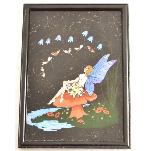 594 - A collection of five early 20th century 1930s and later Art Deco style butterfly wing and foil pictu... 